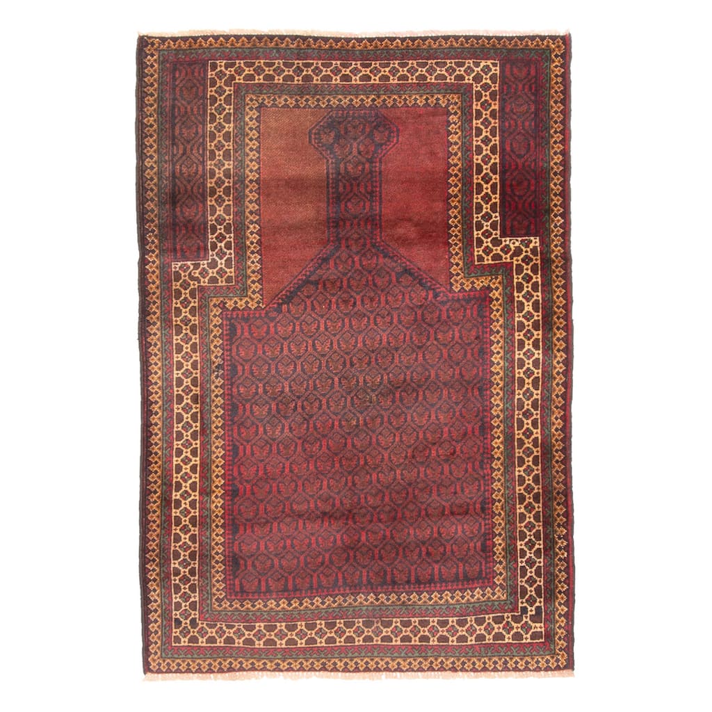 ECARPETGALLERY Hand-knotted Teimani Dark Red Wool Rug - 2'11 x 4'4