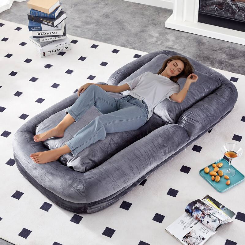 Roomfitters Folding Sofa Chair with 5 Adjustable Positions, Velvet Floor Lounge Chair for Gaming