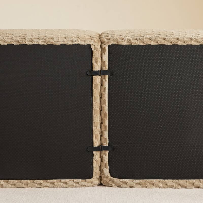 114" Flannelette Modern L-Shaped Modular Boneless Sectional Sofa with Ottoman