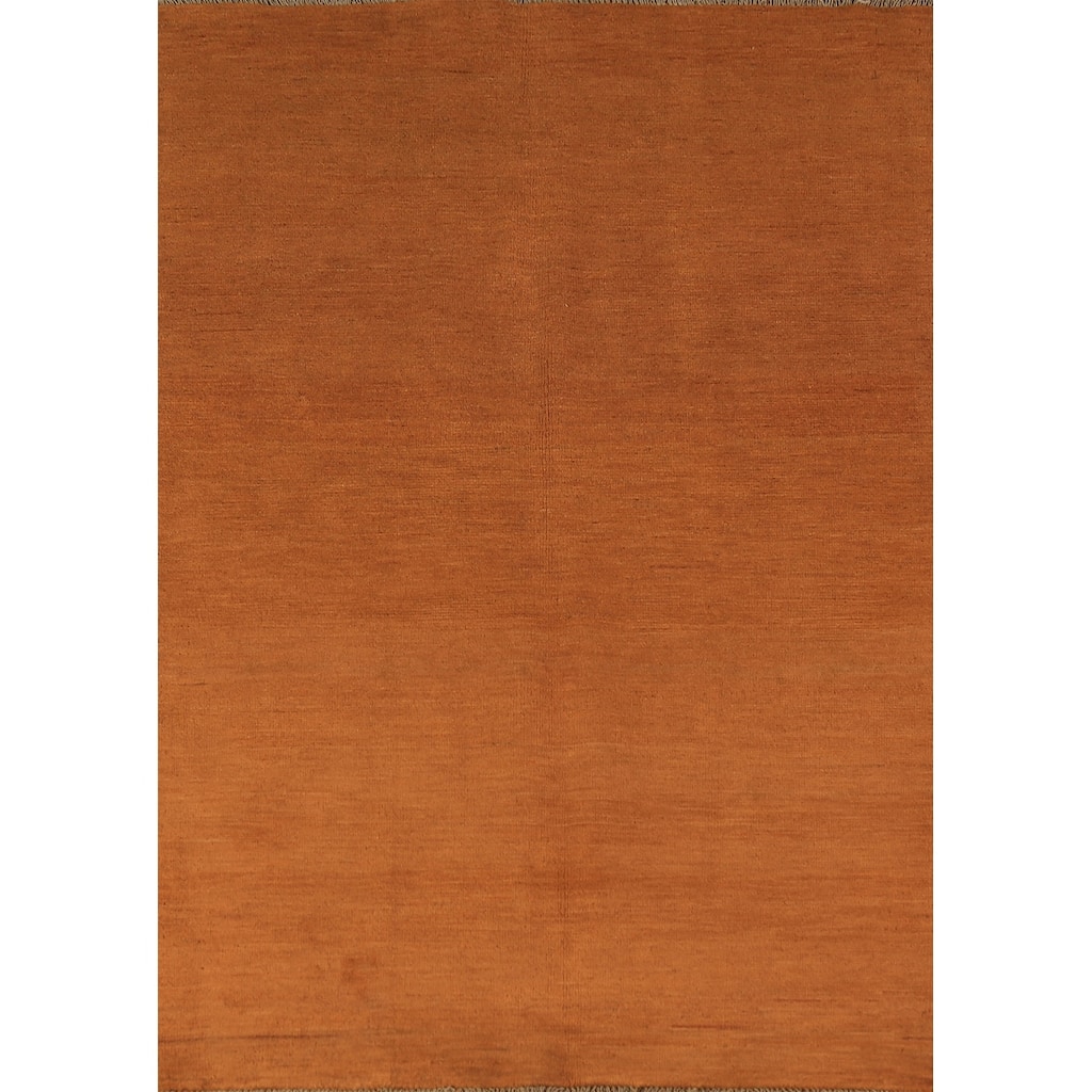 Orange Gabbeh Modern Rug Handmade Wool Carpet - 3'10" x 5'6"