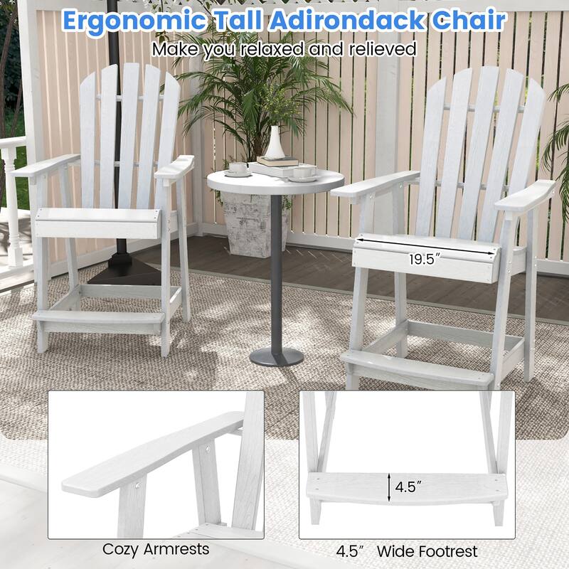 Gymax Tall Bar Stool HDPE Chair w/ Armrest Footrest Home Indoor