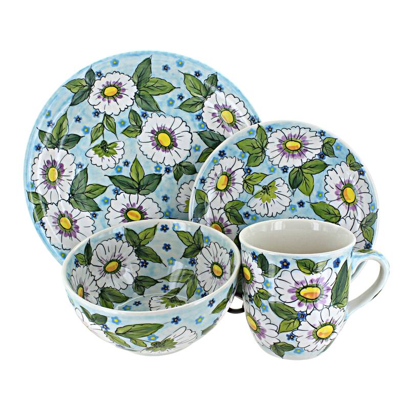 Blue Rose Polish Pottery 1000 Millena 4 Piece Place Setting