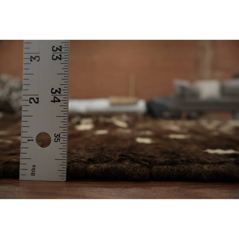 Hand Knotted Oriental 100% Wool Carpet Tribal Abstract Brown Moroccan Area Rug - 8' 7'' X 6' 0''