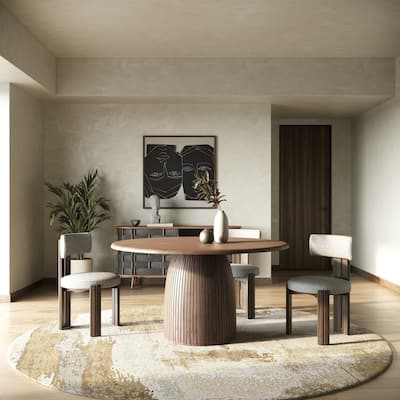 Modrest Sheridan Mid-Century Modern Walnut Round Dining Table