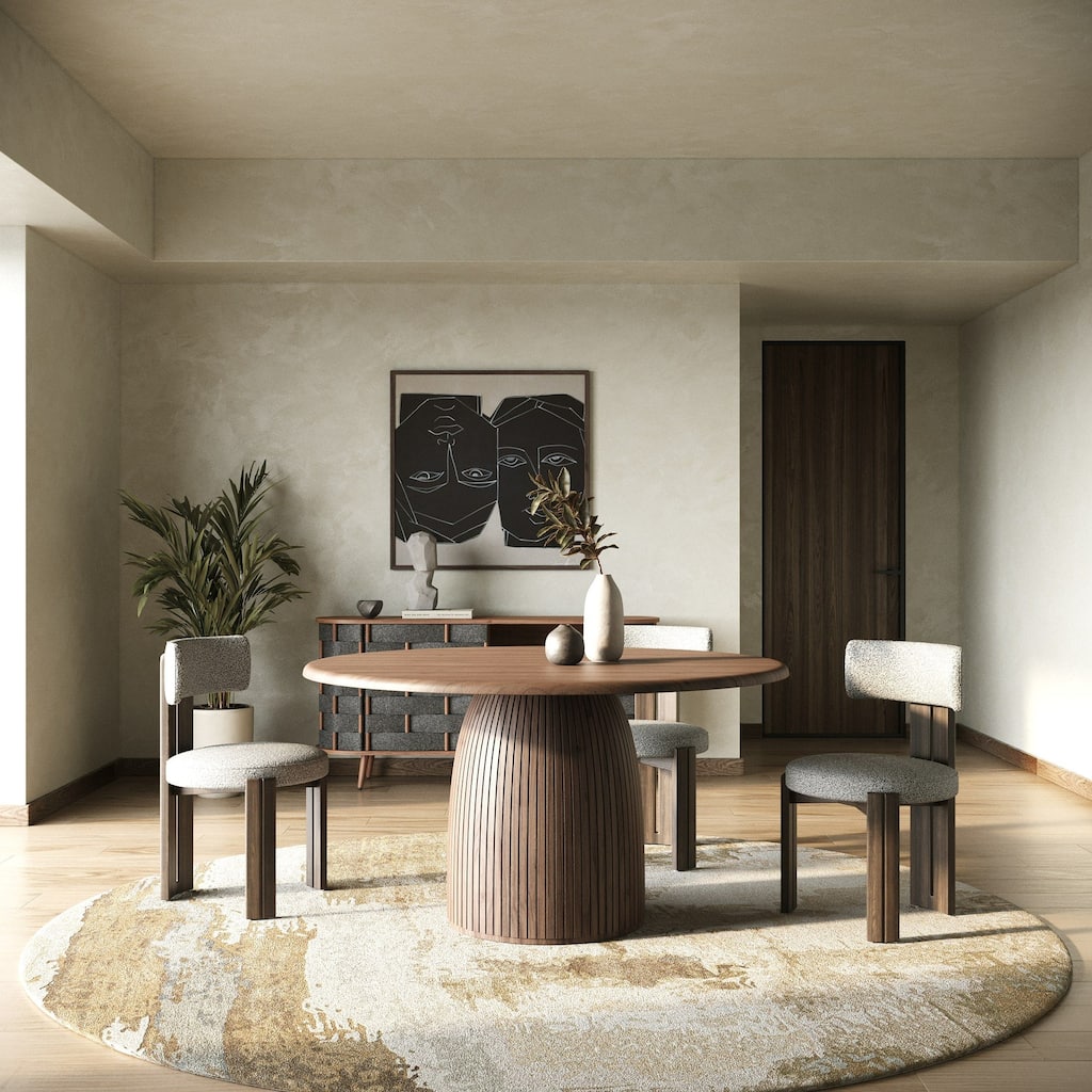Modrest Sheridan Mid-Century Modern Walnut Round Dining Table