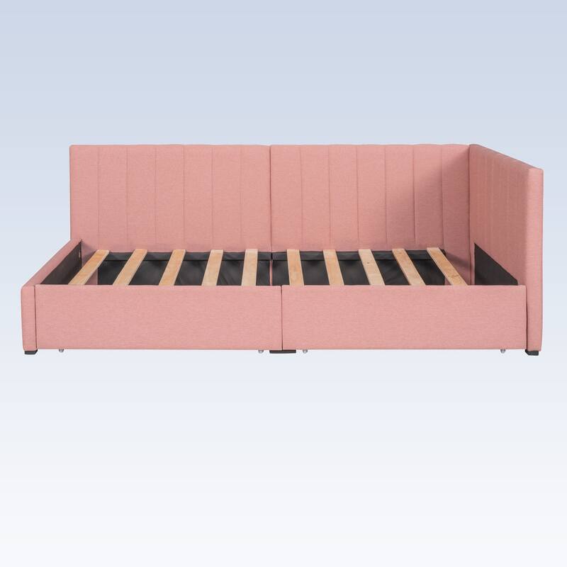 Modern Twin Size Upholstered Daybed with 2 Storage Drawers