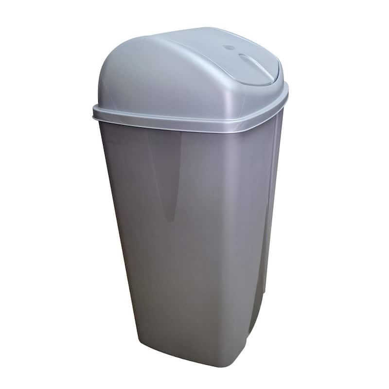 YBM Home Portable Plastic Trash Can with Dual Swing Lid