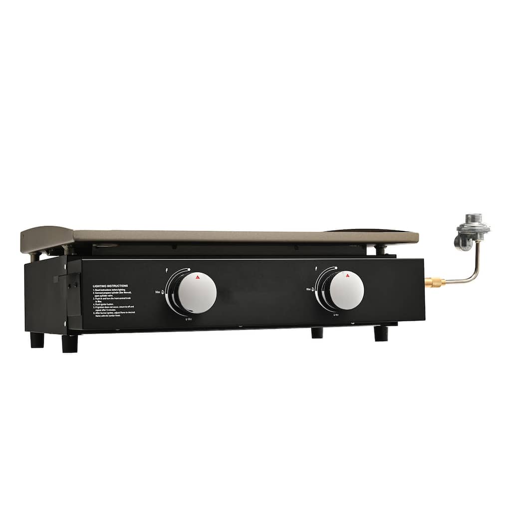 Commercial Griddle, 22.4" Heavy Duty Manual Flat Top Griddle, Countertop Gas Grill with Non-Stick Cooking Plate