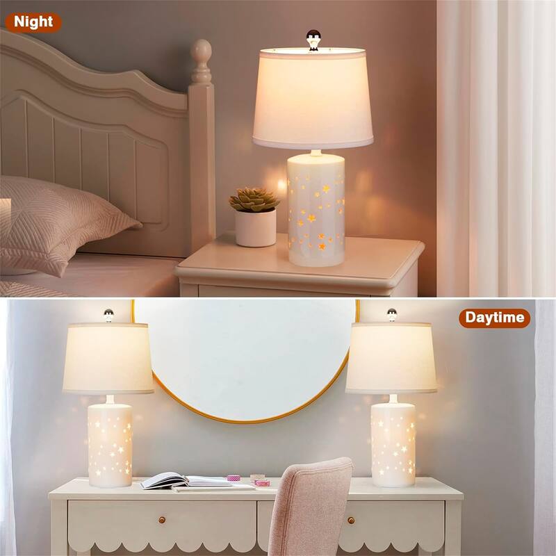20.5”Modern White Ceramic Table Lamp (Set of 2)