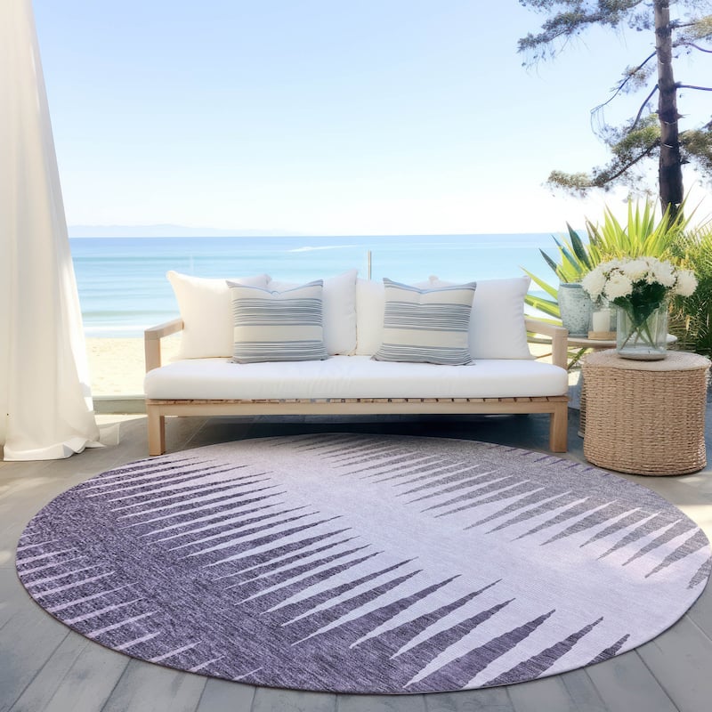 Machine Washable Indoor/ Outdoor Chantille Ombre Contemporary Rug - Purple - 8' x 8'