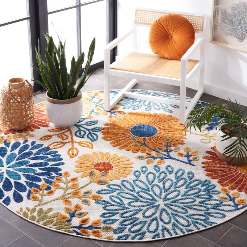 SAFAVIEH Cabana Hillechien Indoor/ Outdoor Waterproof Patio Floral Rug