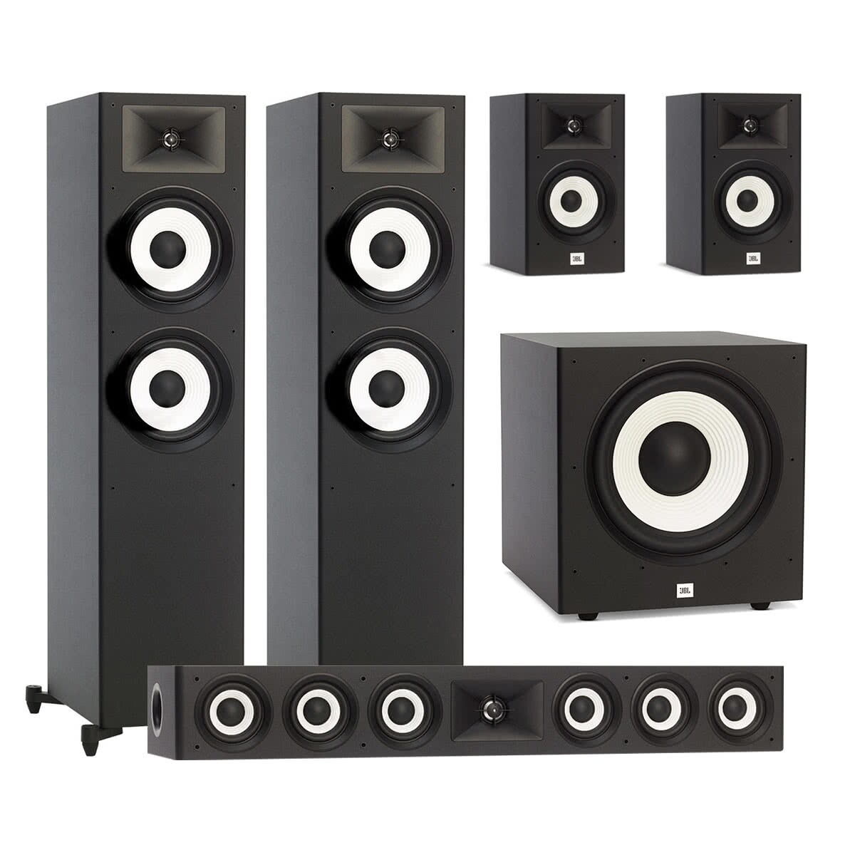 Jbl Stage A190 5 1 Speaker Package With A100p 10 Powered Subwoofer Black Black Overstock 30926361