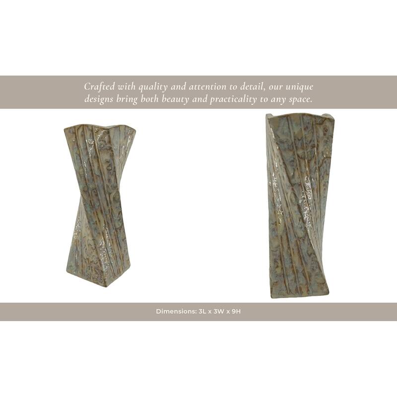 Stoneware Decorative Vase with Elegant Sculpted Design for Table Decor