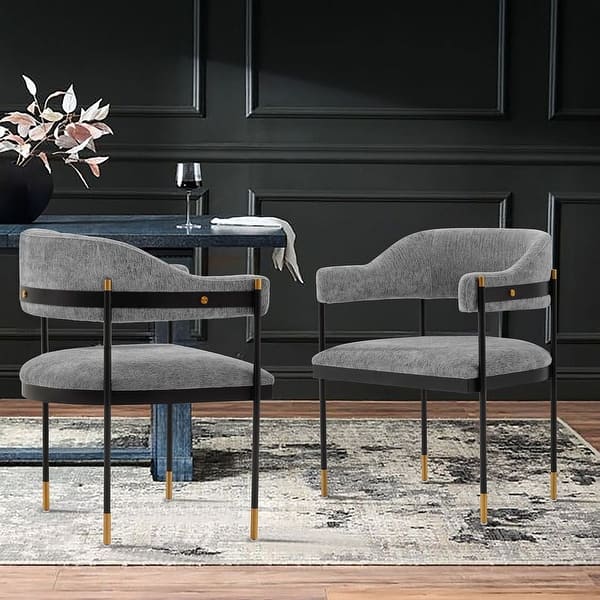 Manhattan Comfort Modern Lia Boucle Dining Armchair in Grey Manhattan Comfort Modern Lia Boucle Dining Armchair in Grey
