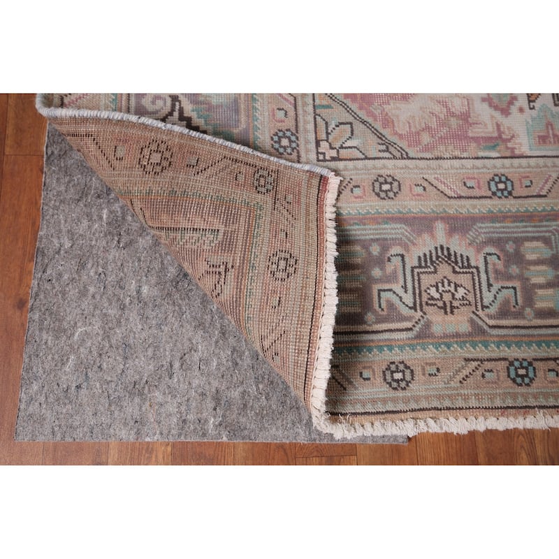 Pink Distressed Tabriz Vintage Persian Rug Hand-Knotted Wool Carpet - 8'0" x 10'11"