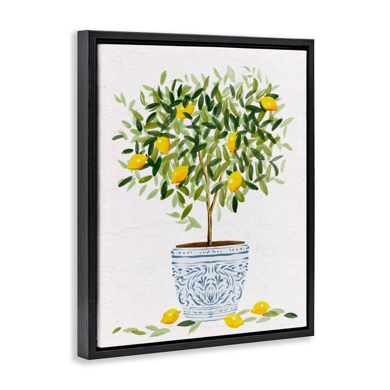 Stupell Lemon Tree Detailed Planter Framed Floater Canvas Wall Art Design by Ziwei Li