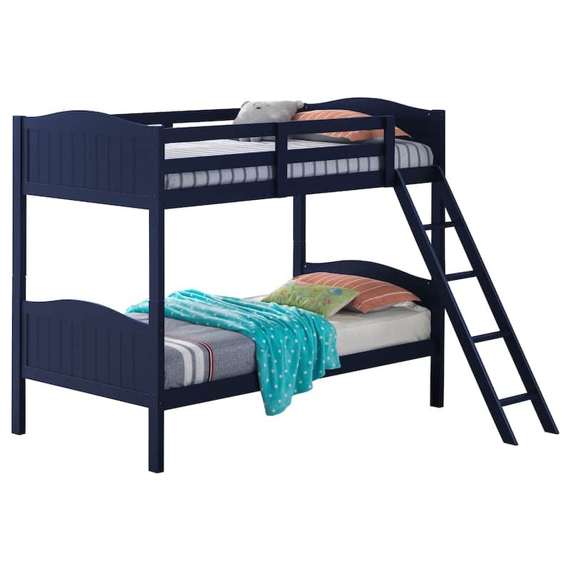 Arlo Transitional Wood Frame Bunk Bed with Ladder