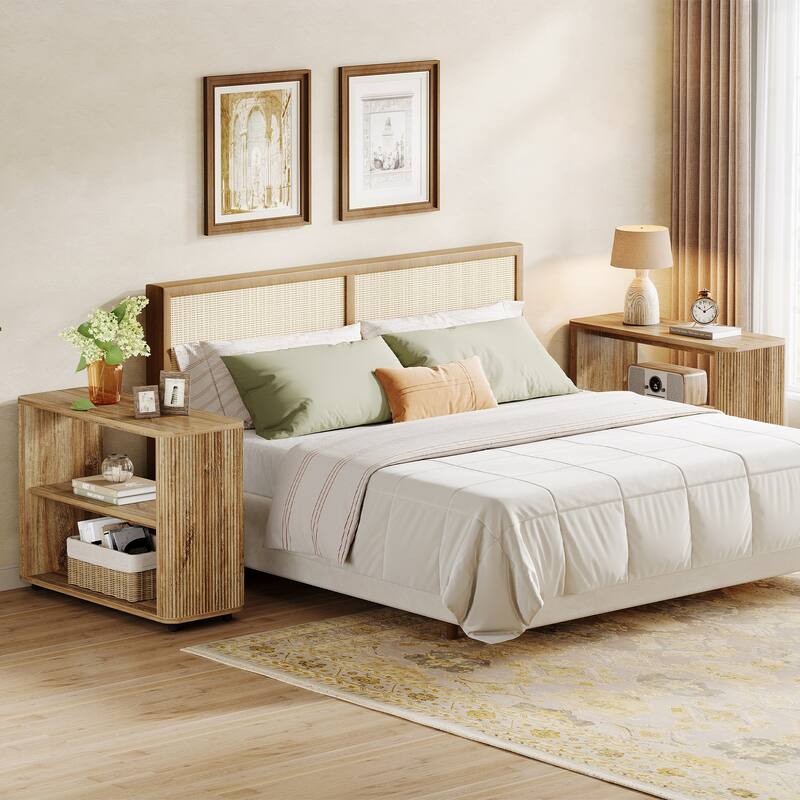 3-Tier Narrow End Table,Small Fluted Modern Side Table Nightstand