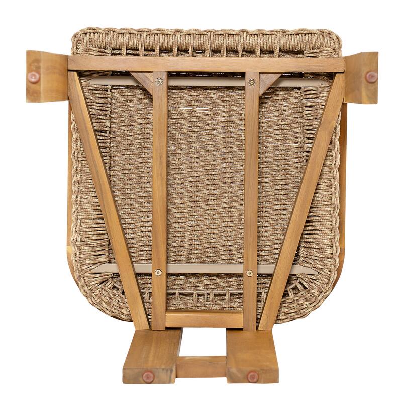 Christopher Knight Home - Outdoor Acacia Wood Dining Chairs with Handwoven Rattan Seat & Back - Set of 2