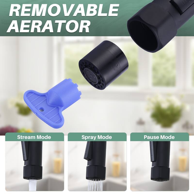 WOWOW Double Handle Pull Down Kitchen Faucet