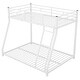 preview thumbnail 19 of 20, Metal Twin Over Full Bunk Kids Bed Frame with Sloping Stairs for Bedroom, Black