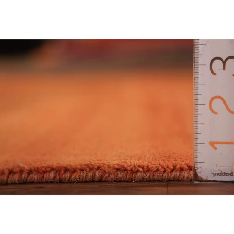 Orange Stripe / Modern Gabbeh Oriental Rug Hand-Knotted Wool Carpet - 3'10" x 5'10"