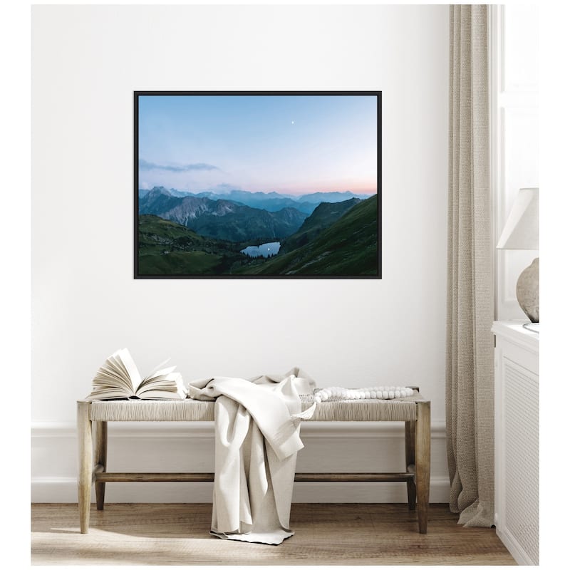Kate and Laurel Sylvie Moonrise over the Mountain Lake in the German Alps Framed Canvas by Michael Schauer
