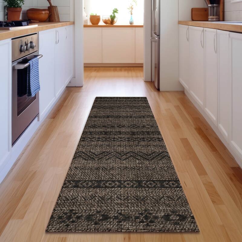 Premium Washable Super Soft Global Stripes Mayfield Rug - Chocolate - 2' 3" x 7' 6" - Runner