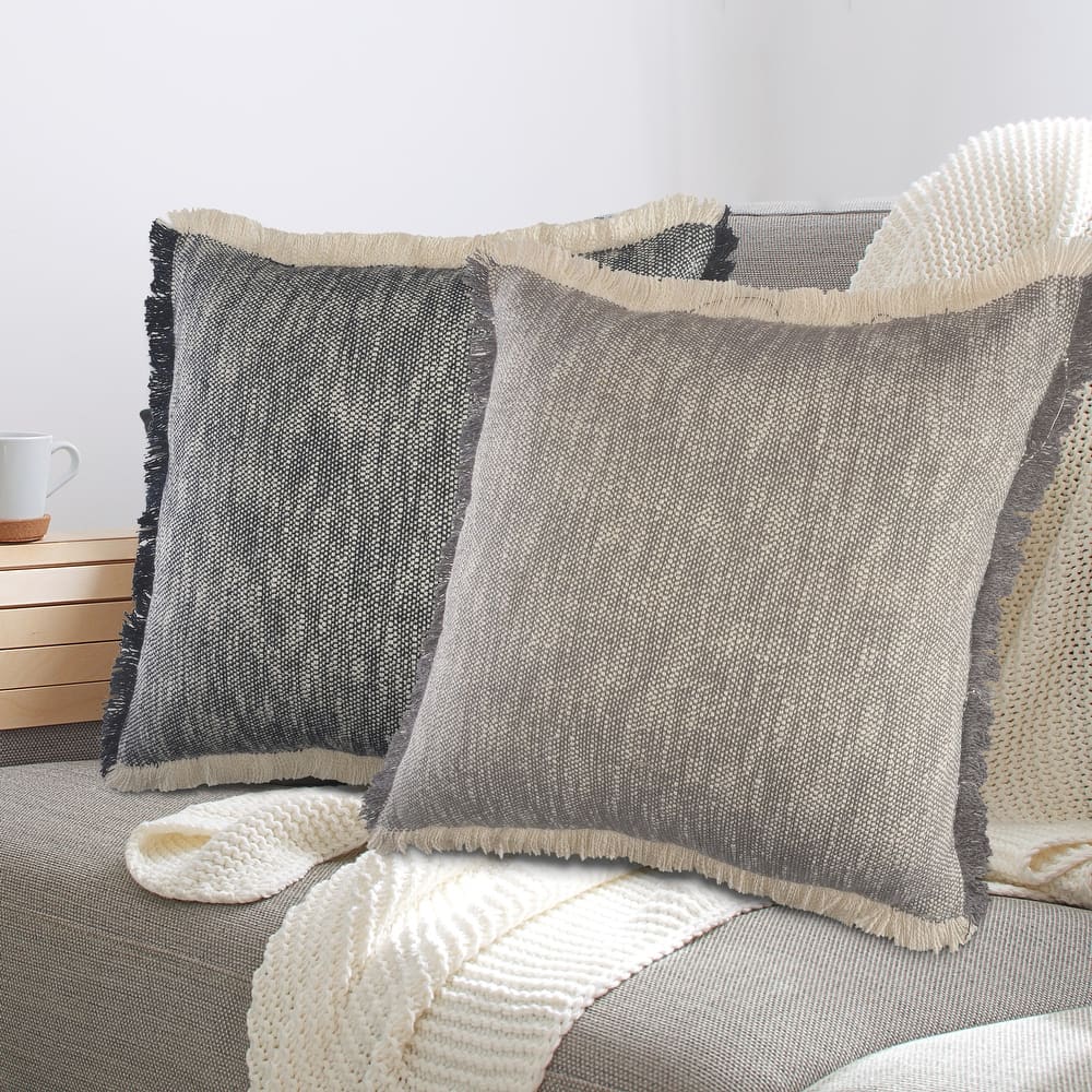Sevita Two-Tone Cotton Fringe Throw Pillow