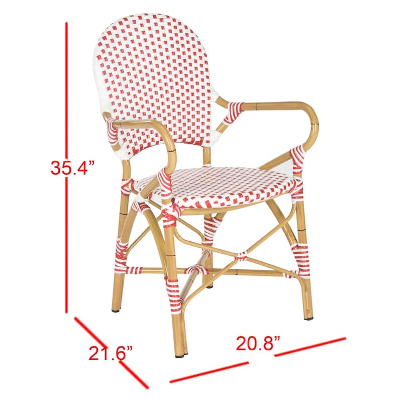 SAFAVIEH Hooper Blue/White Indoor Outdoor Arm Chair (Set of 2) - 21"W x 22"D x 35"H