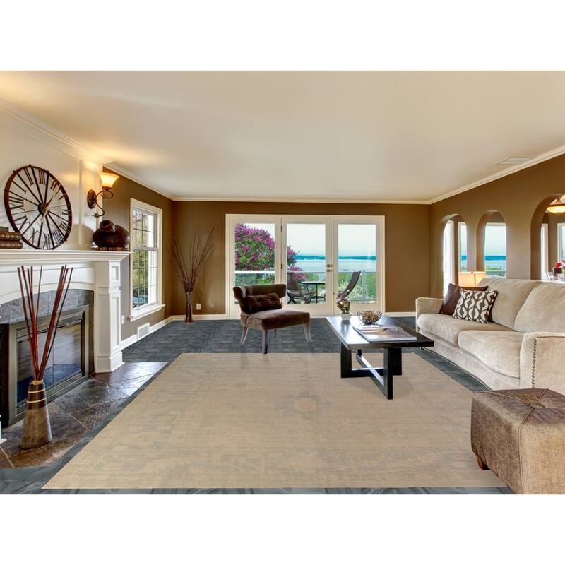 Hand Knotted Oriental 100% Wool Carpet Transitional All-Over Beige & Ivories Oushak Area Rug - 11' 8'' X 8' 11''