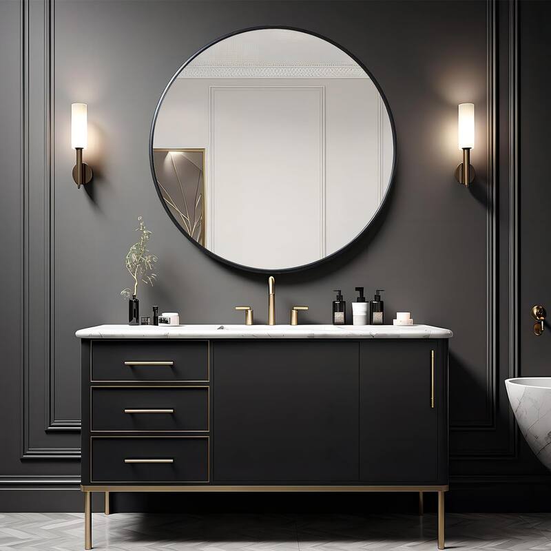39 Inch Metal Framed Round Bathrrom Mirror for Wall