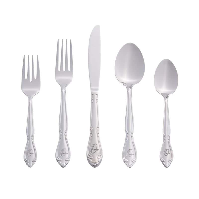 RiverRidge Rose Flatware 46-Piece Monogrammed and Non-Monogrammed Stainless Steel Silverware Set for 8