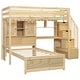 preview thumbnail 11 of 30, Twin over Twin Solid Wood Bunk Bed Set with Stair Storage, Built-in Desk, Shelving, and Headboard Compartment