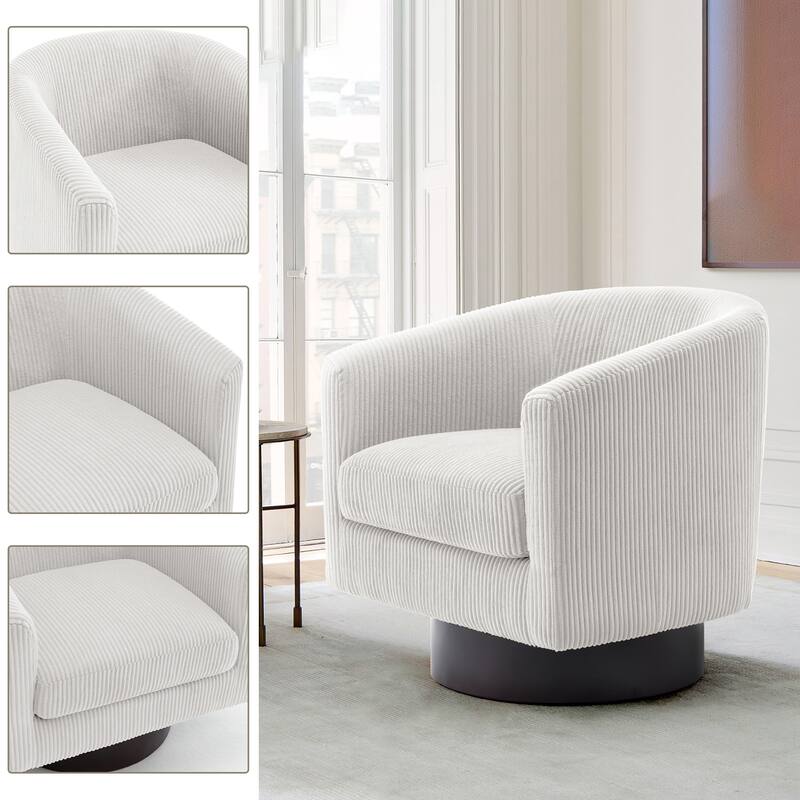 2 Set 360° Swivel Corduroy Accent Chairs Barrel Armchairs