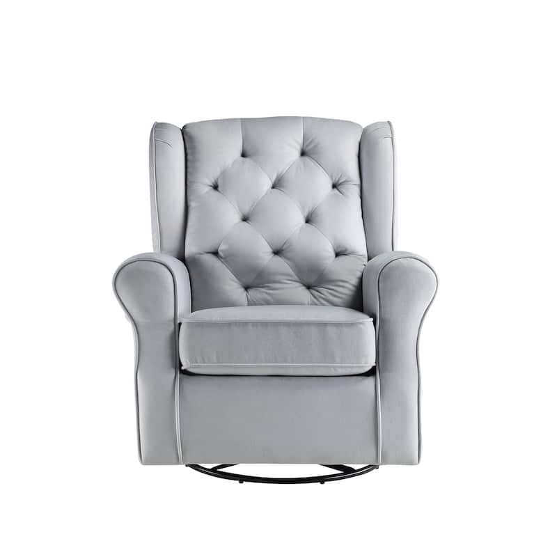 Gray 35" Swivel Arm Chair with Glider