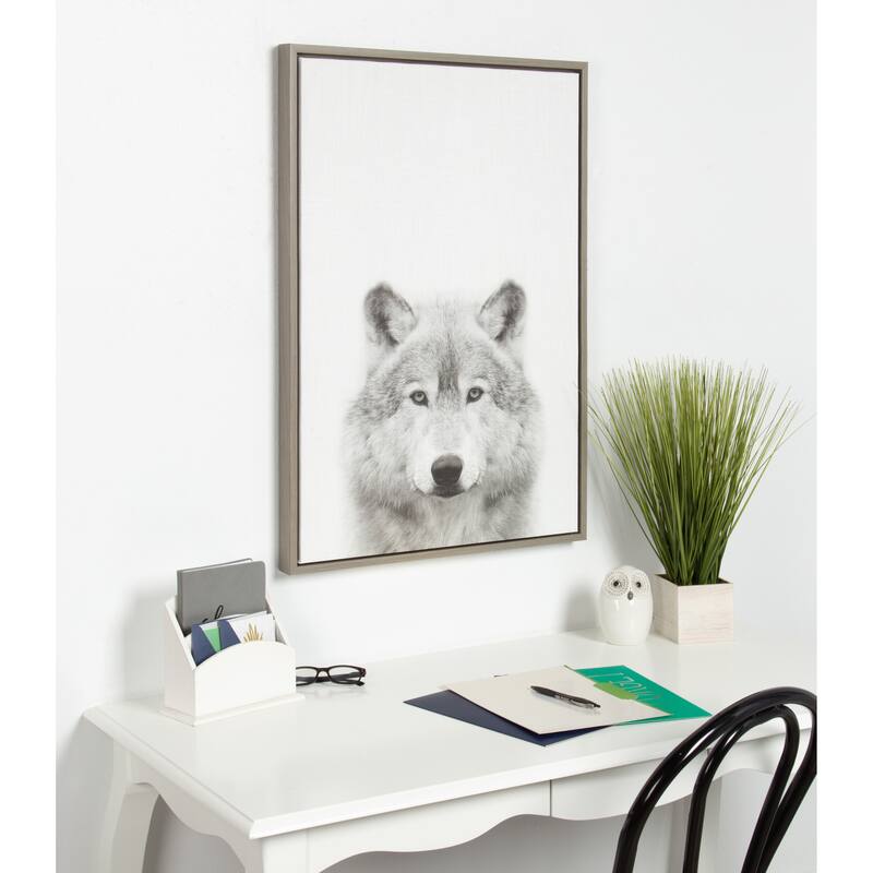 Sylvie Wolf Framed Canvas Wall Art by Simon Te Tai, Gray 23x33