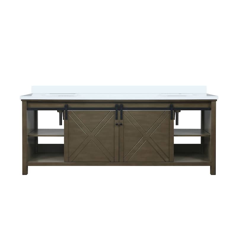 Marsyas 84 in W x 22 in D Brown Double Bath Vanity and Cultured Marble Countertop