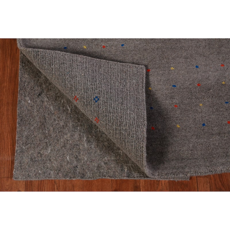 Hand Knotted Oriental 100% Wool Carpet Tribal Tribal Greys & Charcoal Gabbeh Area Rug - 9' 11'' X 8' 1''