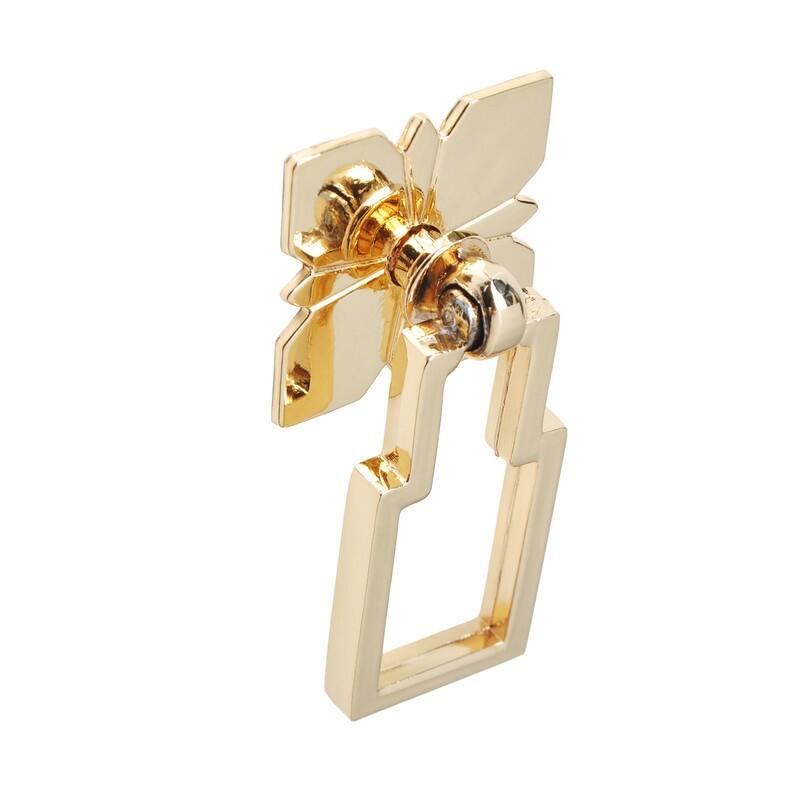 Utopia Alley Steffi Cabinet Ring Pull Knob - Vintage Cabinet Hardware with Hand Finished Polished Gold, 2.5"