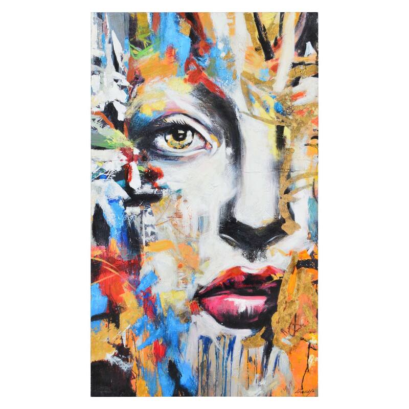 Blue and Orange Rectangular Wall Art 60" x 36"