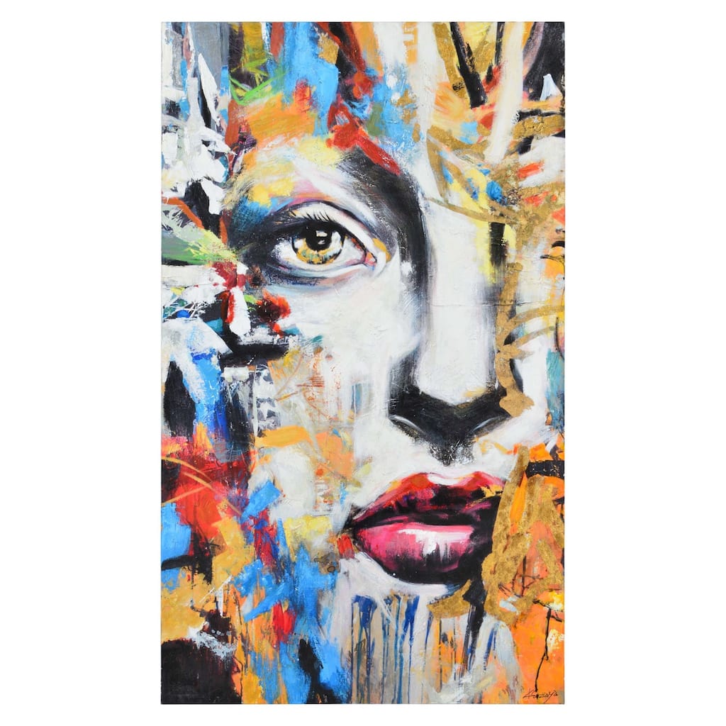 Blue and Orange Rectangular Wall Art 60" x 36"