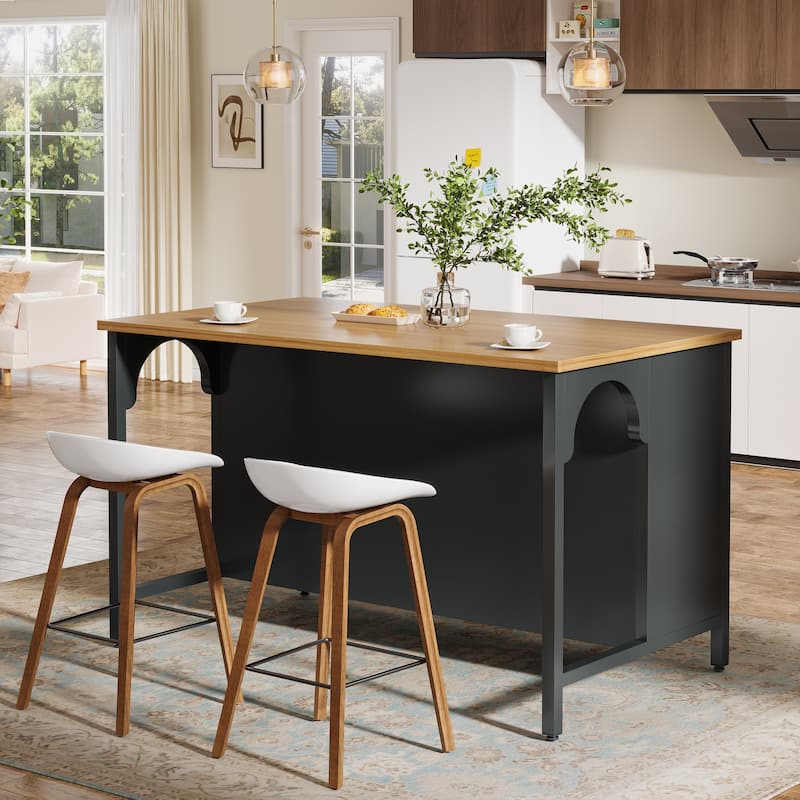 Kitchen Island with Large Countertop and Seating Area - N/A