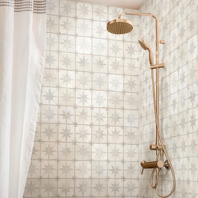 Merola Tile Harmonia Kings Star White 13" x 13" Ceramic Floor and Wall Tile