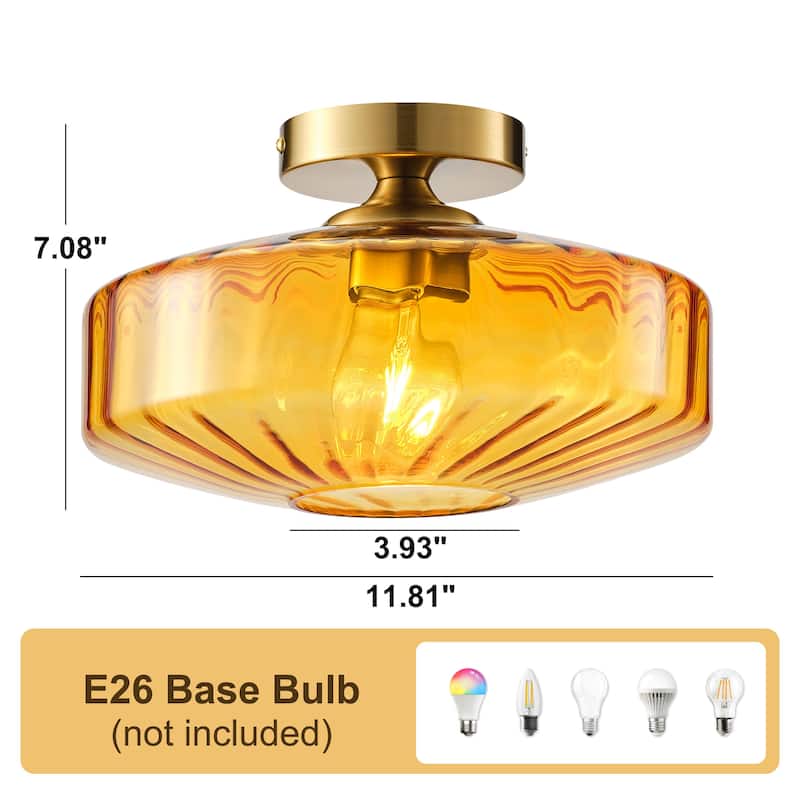 Starsky 1-Light Handcrafted Radiating Texture Art Glass Flush Mount