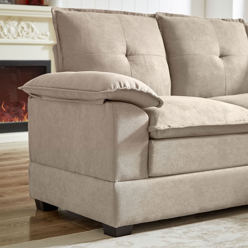 L-Shaped Sectional Sofa with Cloud-Like Seats - 82.28 Inches - Perfect for Living Room