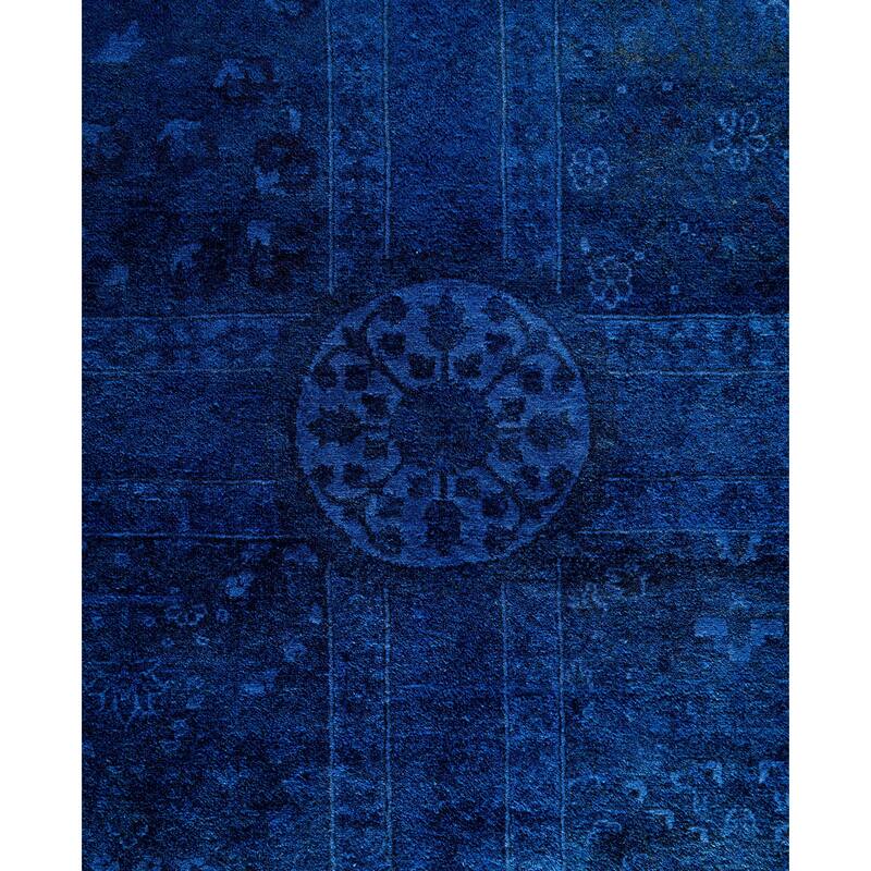 Overdyed One-of-a-Kind Hand-Knotted Area Rug - Blue - 12' 4" x 18' 0"