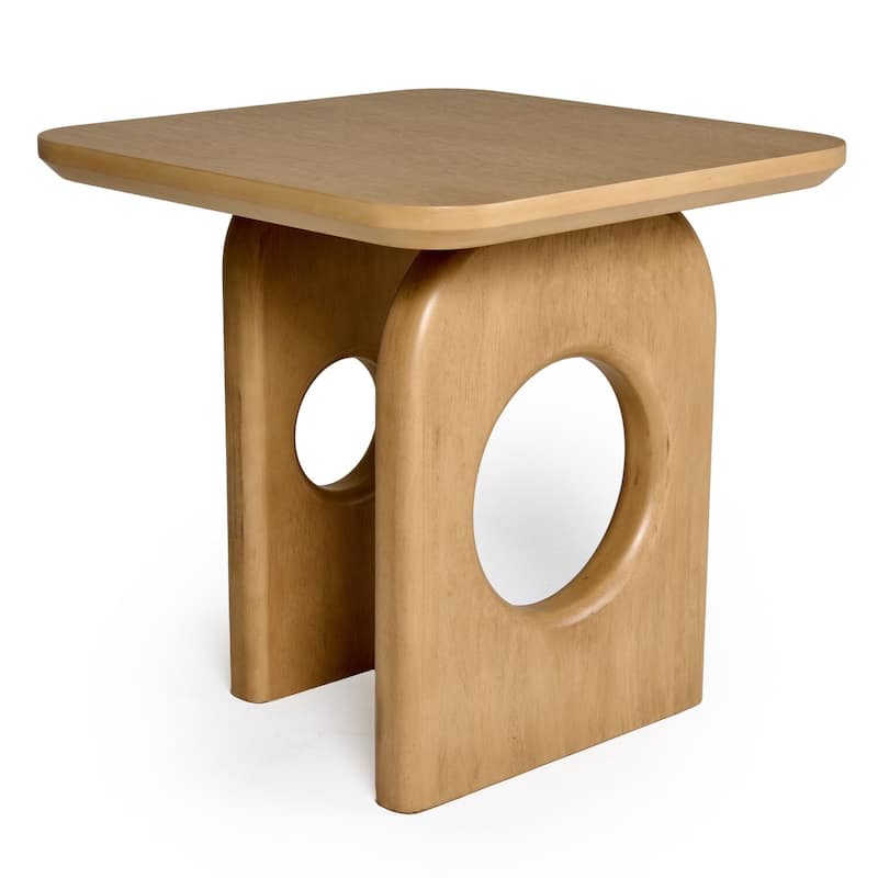 22 in. Light Brown Square Wood End Table, Sturdy Build End Side Table for Living Rooms