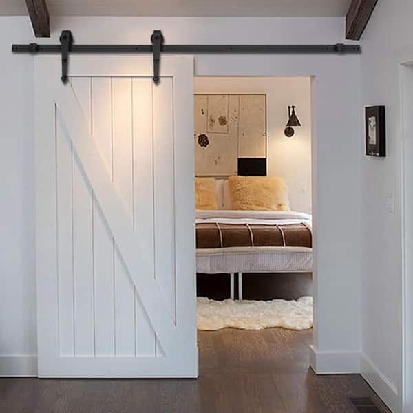 Shop 6 Ft Black Modern Sliding Barn Wood Door Hardware Closet Set