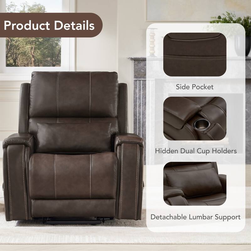 Spruce & Spring Leather Lift Recliner Chair for Elderly with Heat and Massage